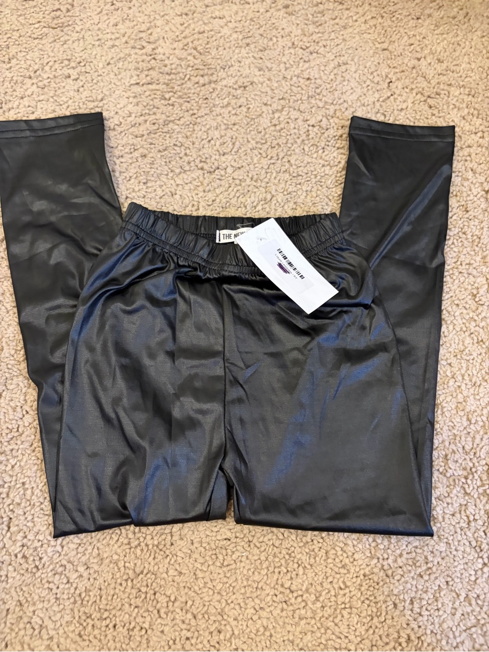 Kids Faux-Leather Black Leggings with Comfort Waistband